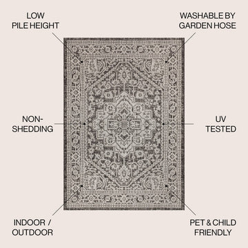 Sinjuri Medallion Textured Weave Indoor/outdoor Area Rug